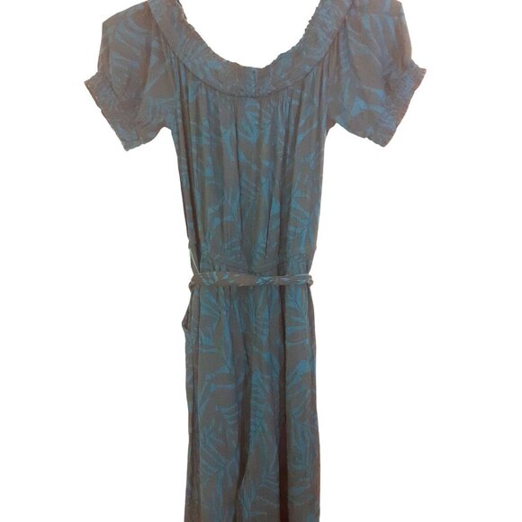 Old Navy Womens Womens Size M Tall Teal Tropical Off Shoulder Belted Jumpsuit - Picture 3 of 6